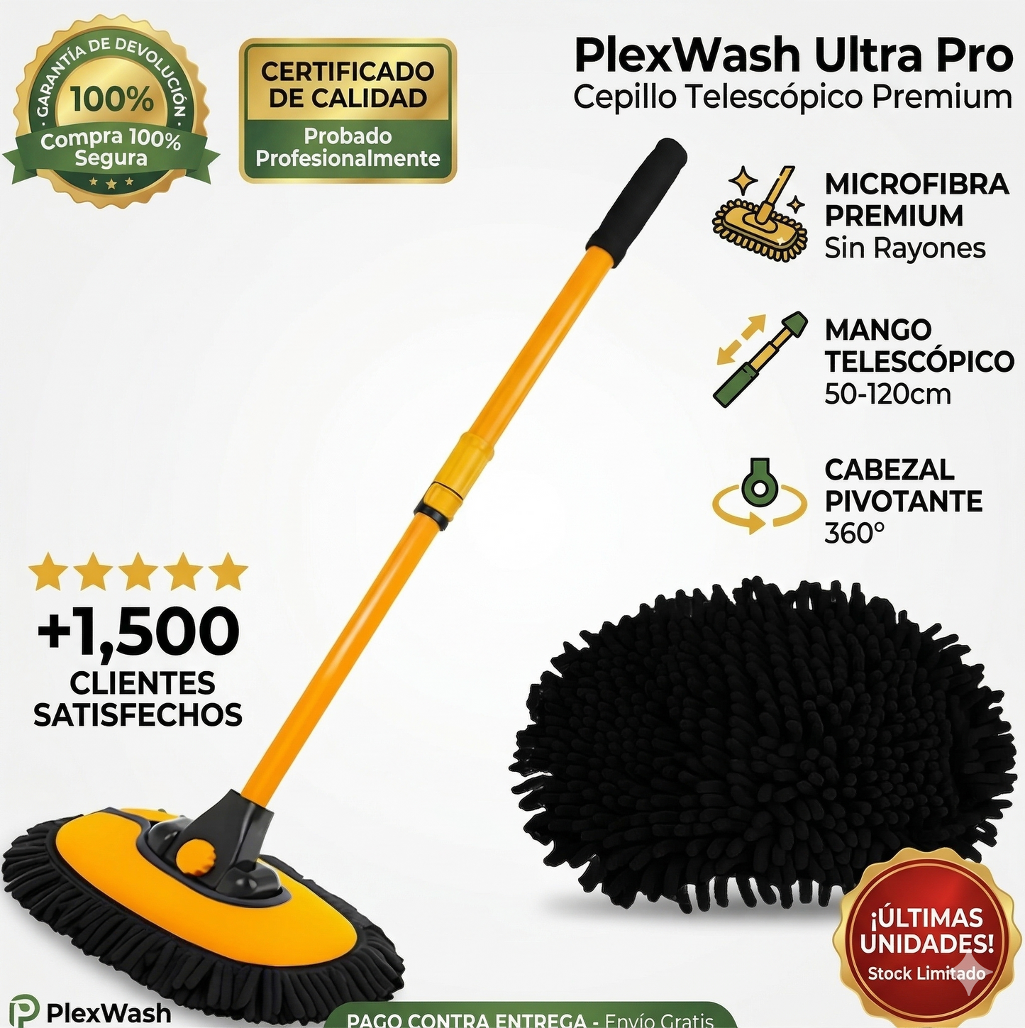 PlexWax™ Cepillo extendible en microfibra para carro