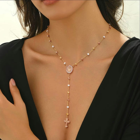 Camandula de virgen en Oro Laminado (Oro rosa, blanco y dorado)